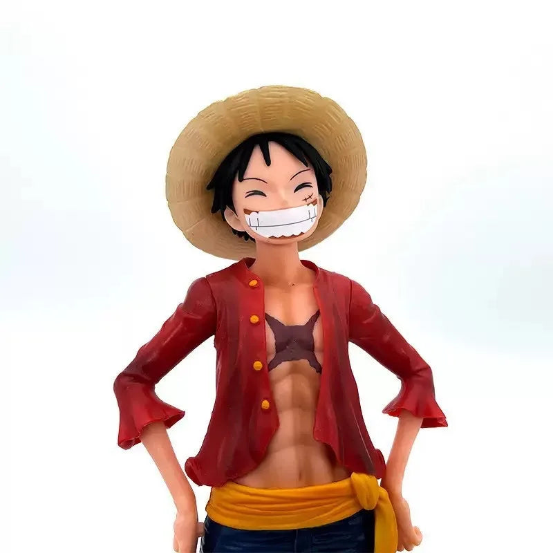 One Piece Luffy Smiling Face Standing Pose Large & Small Size Anime Figure Statue Desktop Decoration Gift Set