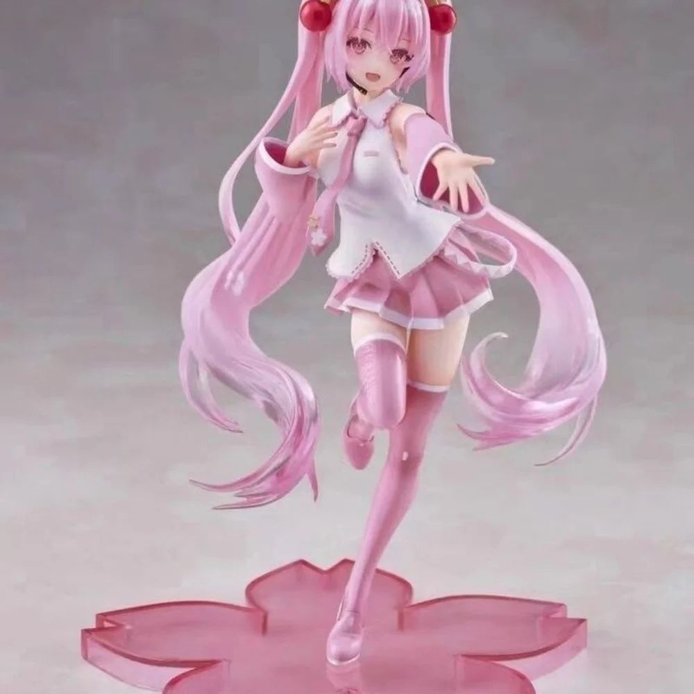 20cm Anime Virtual Singer Hatsune Miku Pink Sakura Fairy Tale Wonderland Kawaii Figure PVC Model Toys Doll Gifts