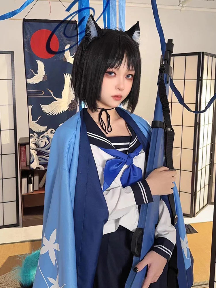 Game Blue Archive Cosplay Tongsheng Kikyou Costume Sailor Cape Cartoon Anime Dress Ear Headwear Wig JK Uniform Top Skirts Kimono