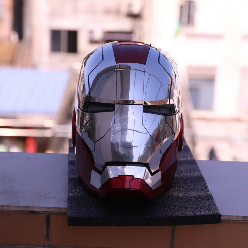 Marvel 1:1 Iron Man Mk5 Jarvis Helmet Remote Voice Control Auto Helmet Mask With Led Light Figure Boy Christmas Birthday Gift