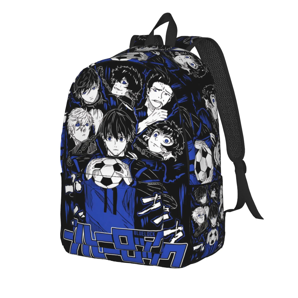 Fashion Blue Lock Football Anime Backpack  Mochilas Casual For Work Zipper Closure Rucksack