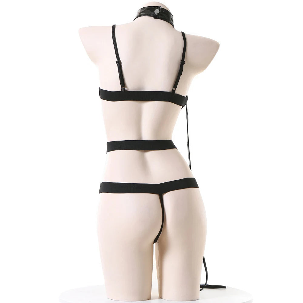 AniLV Women Strap Bandage Sexy Bodysuit Cat Girl Uniform Outfit Cosplay Costumes