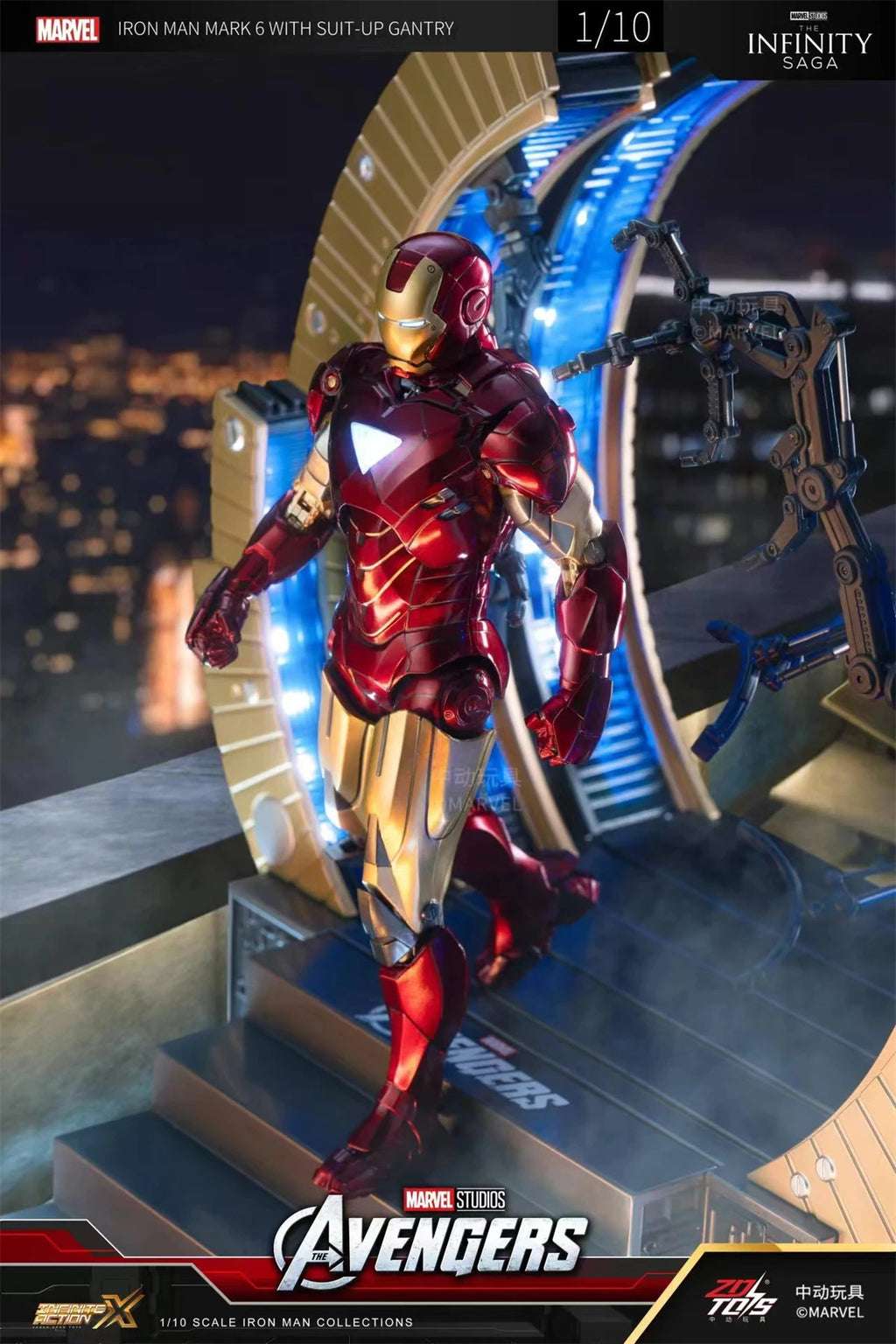 ZD Toys Iron Man MK6 With Suit-up Gantry MK4 With Suit-up Gantry Action Figure Iron Patriot Adult Collection Figure Gift