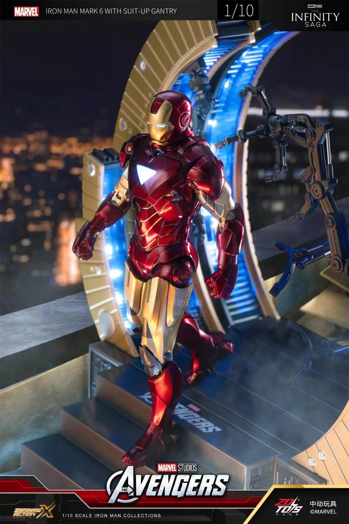 ZD Toys Iron Man MK6 With Suit-up Gantry MK4 With Suit-up Gantry Action Figure Iron Patriot Adult Collection Figure Gift