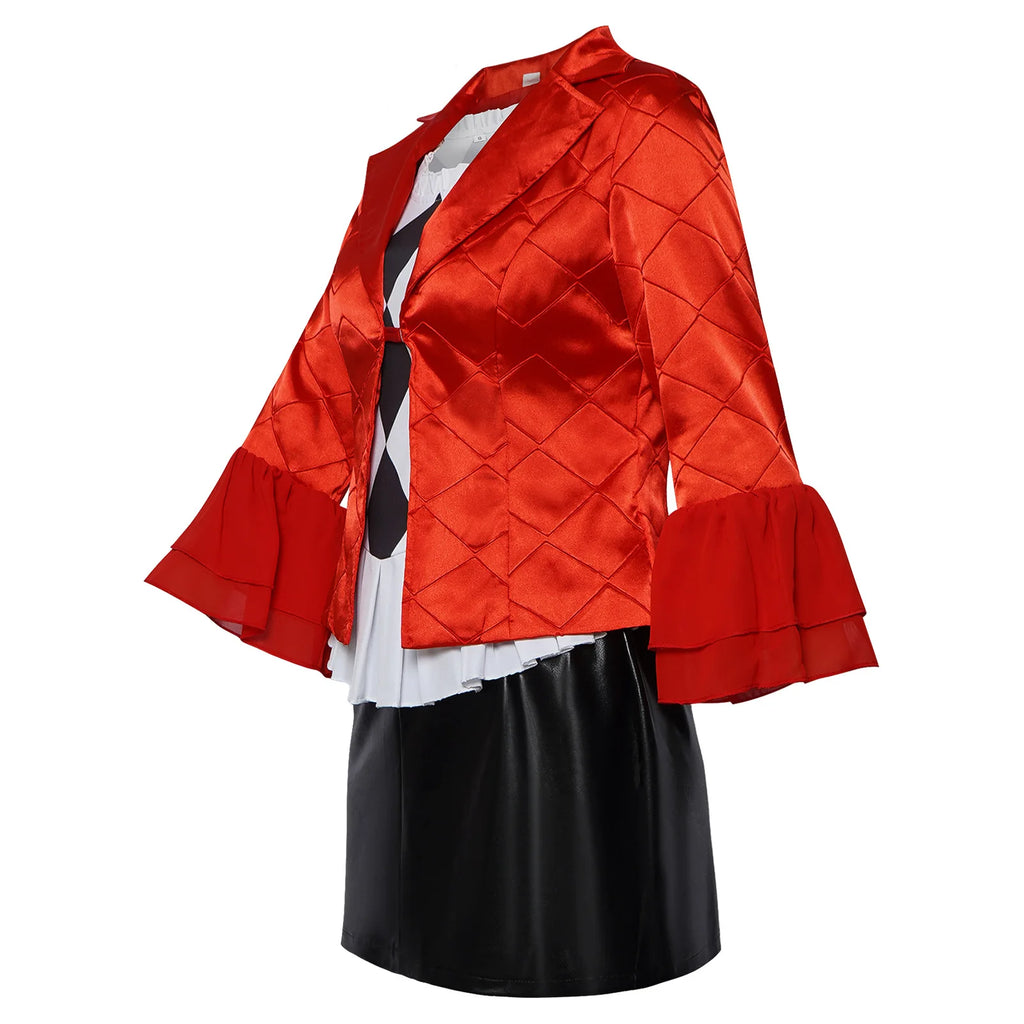 Anime New Movie Suicide Harley Cosplay Costume Red Coat Girl Lady Gaga Quinn  Halloween Party Cosplay Costume Prop
