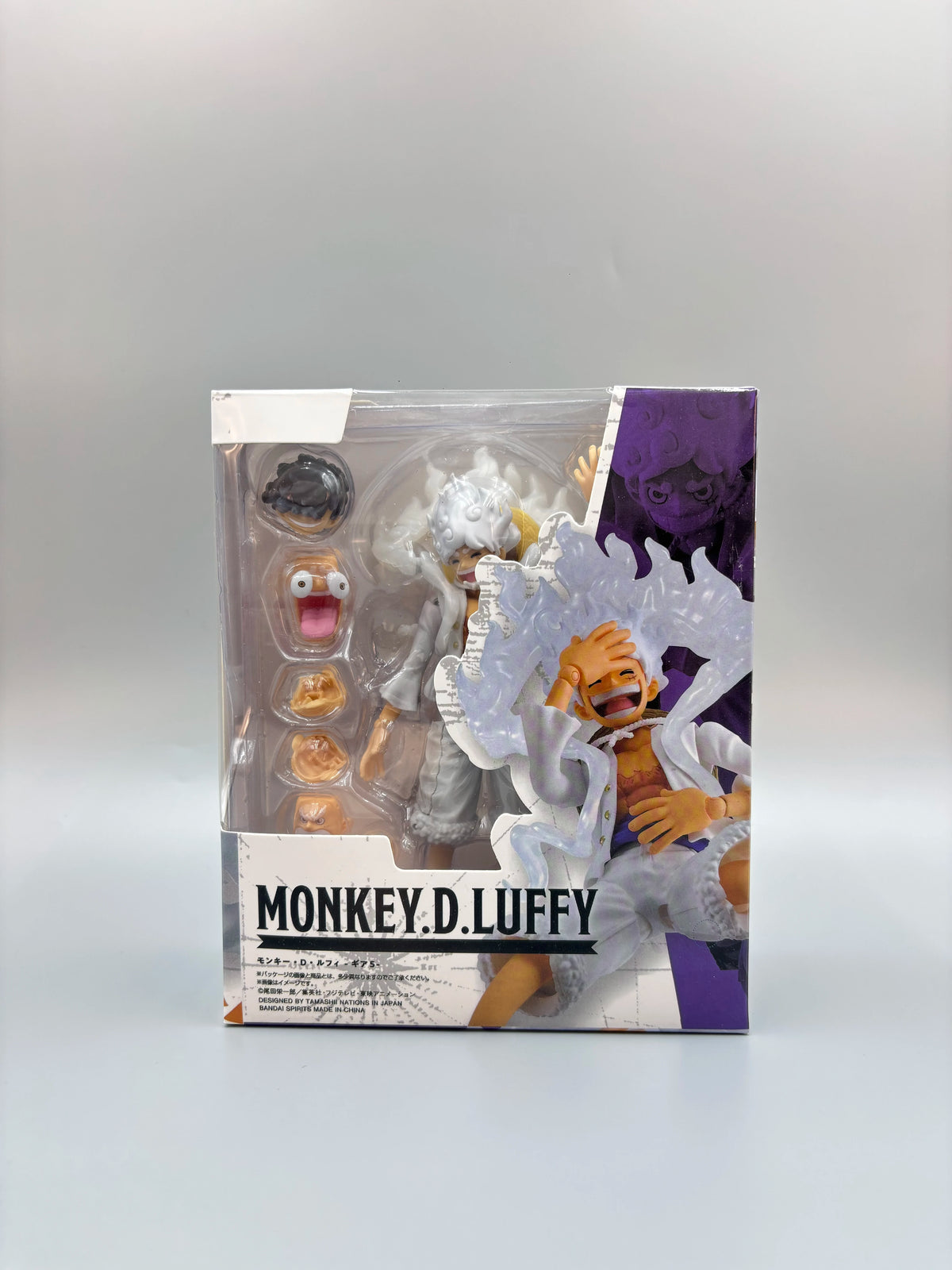 Bandai One Piece Luffy Gear 5 Nika Action Figure; Sun God White Hair Luffy with Multiple Replaceable Hands and Expressions; Boxe