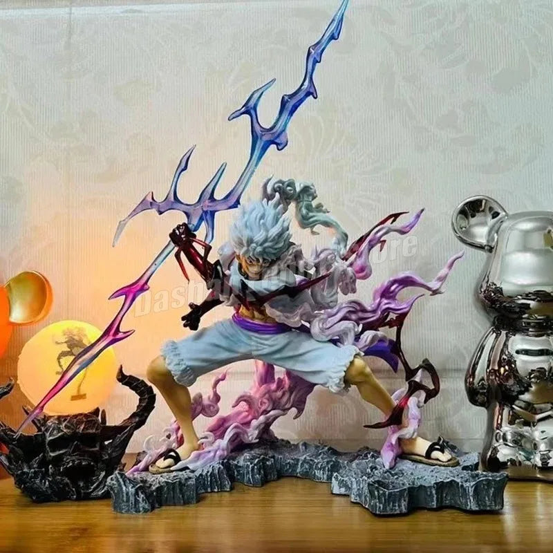 GK One Piece Sun God Nika Luffy Action Figure with Lamp Collection Model Toys Holding Lightning Gear 5 Monkey D Luffy Figurine