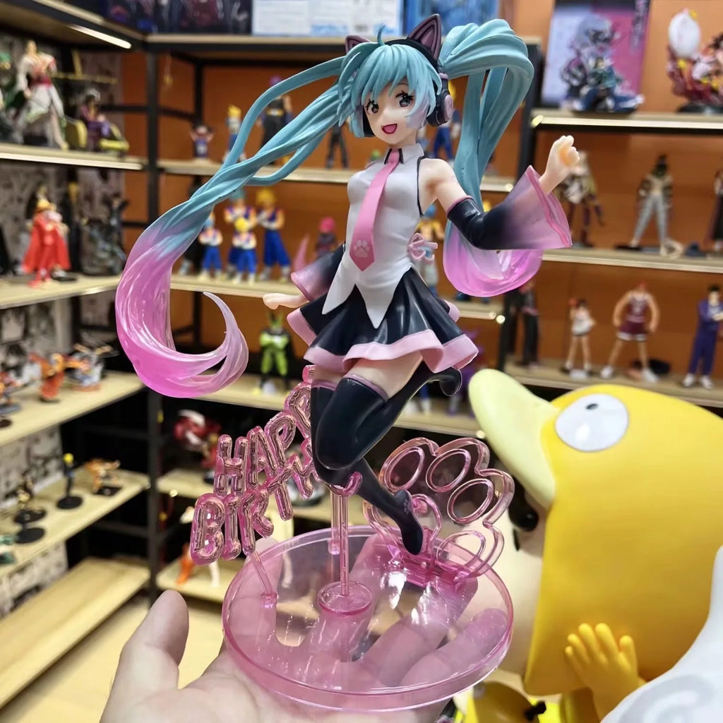 Anime Figure Collection: Hatsune Miku Statue Figurines and Case Widget