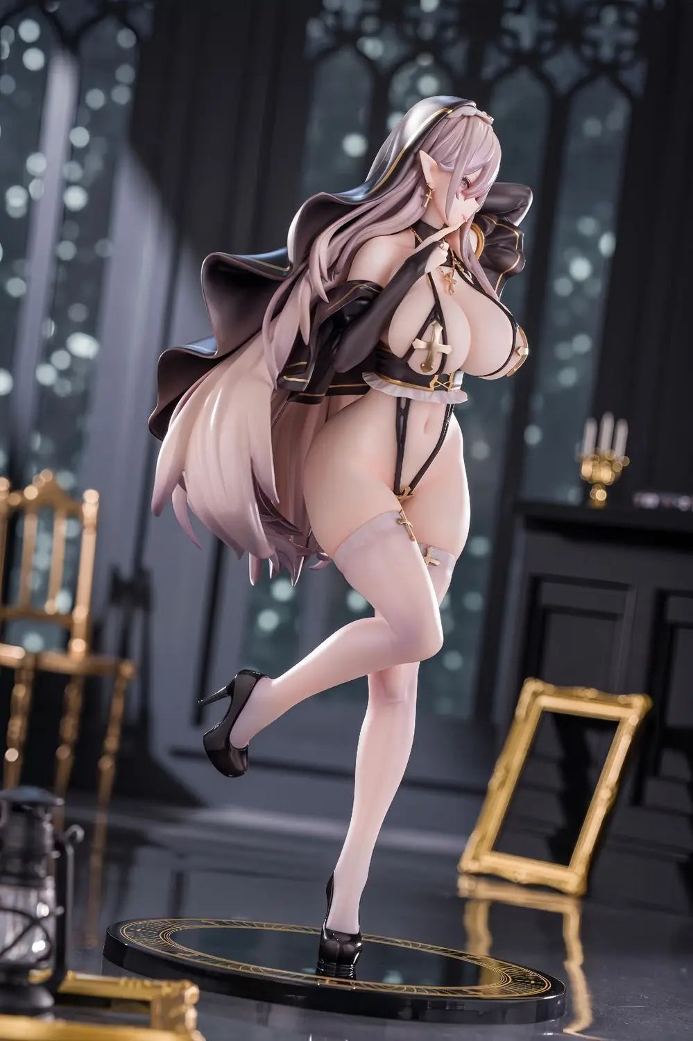 25cm Elf Nun Standing Pose Bishoujo Anime Figure Statue Desktop Decoration Gift for Fans