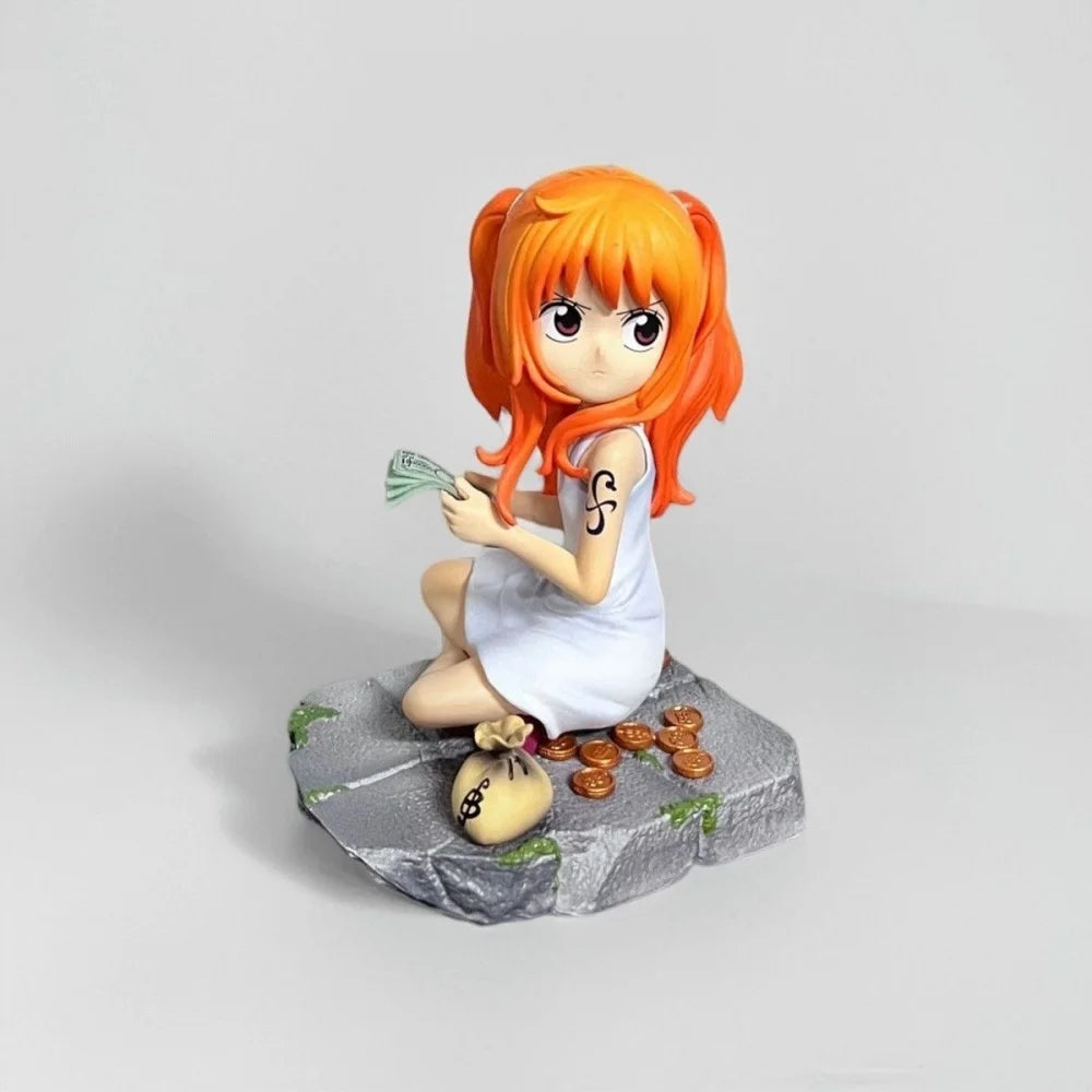 Anime One Piece Figures Q Version Nami Action Figure 10cm/3.94inch PVC Statue Nami Figurine Collection Model Ornament Toys Gifts