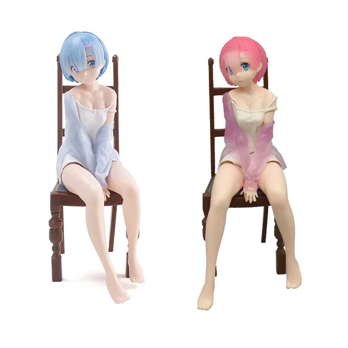 Rem Ram Emilia Anime Character Figure Statue, Detailed Painted Desktop Collectible Ornament for Shelf Display & Gifting