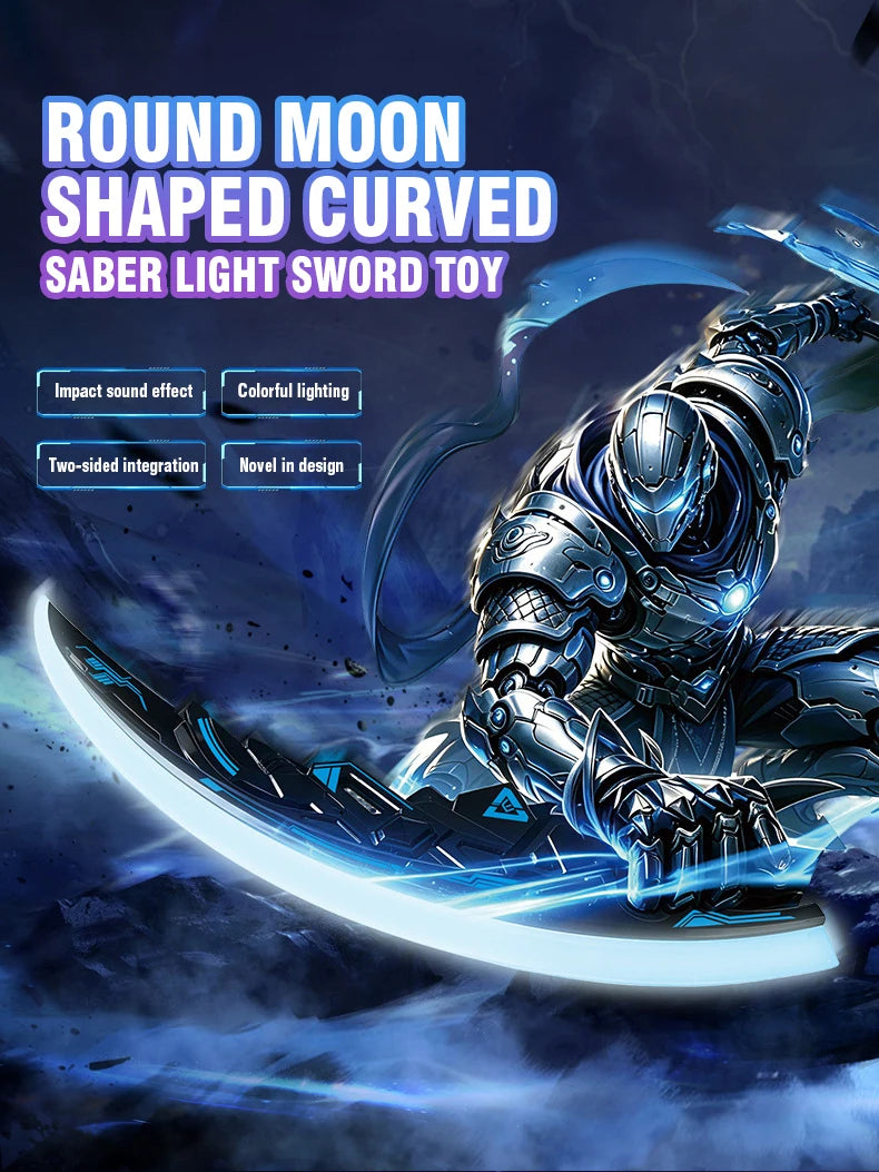 Lightsaber Sword Toy Dual Splicable Luminous Moon Blade with Sound Effect 7 Adjustable RGB Light Modes for Cosplay Party Gift