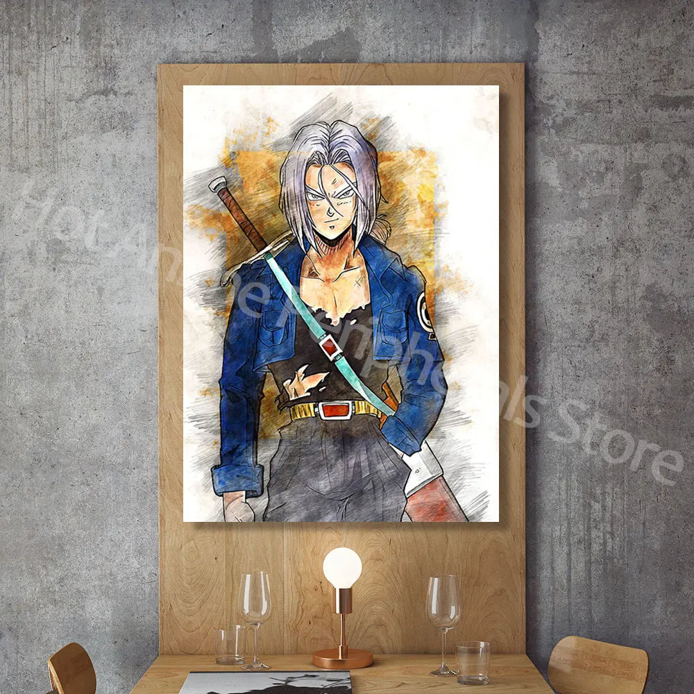 Dragon Ball Posters Anime Peripherals Figures Goku Vegeta Canvas Painting Art Watercolour Picture Modern Home Wall Decoration