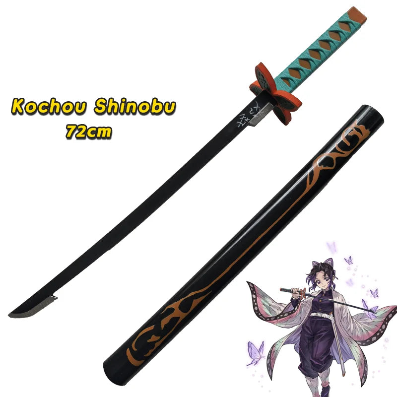 Kochou Shinobu Katana Anime Assembled Sword Cosplay Props Orange Rengoku Kyoujurou Kyoujurou Tanjirou Swords 72cm