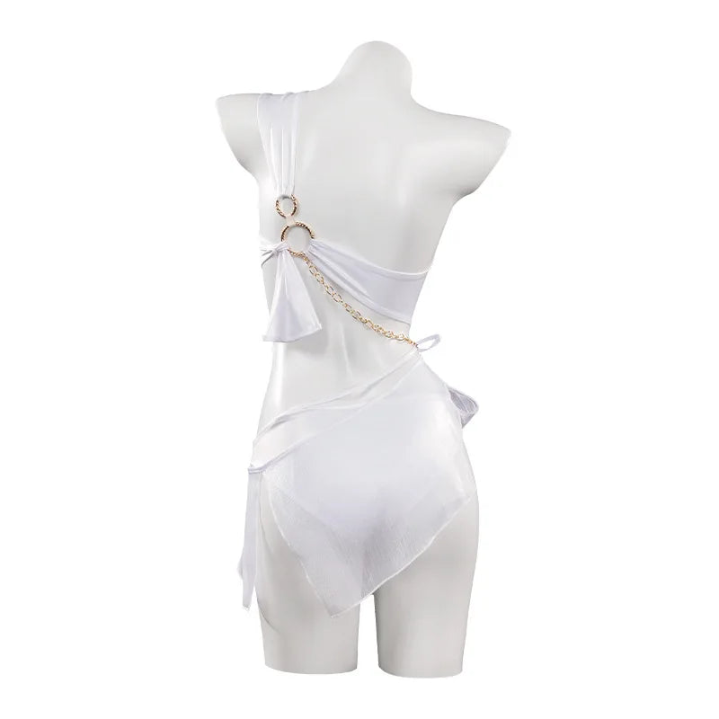 Naraka Bladepoint Ji Yingying White Swimsuit Cosplay Outfit Women One Piece Bathing Suit Wig Full Set Game Costume