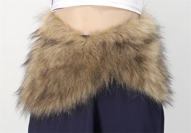 Women's Hashibira Inosuke Cosplay Costume Tops Pants Fake Fur Apron and Fake Fur Leg Accessory for Halloween