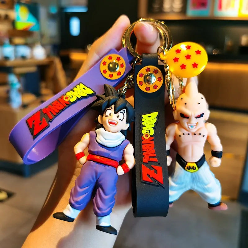 Anime Dragon Ball Keychain Fashion Son Goku Vegeta Piccolo Dragon Ball z Resin Action Figures PVC Key Ring Bag Pendant