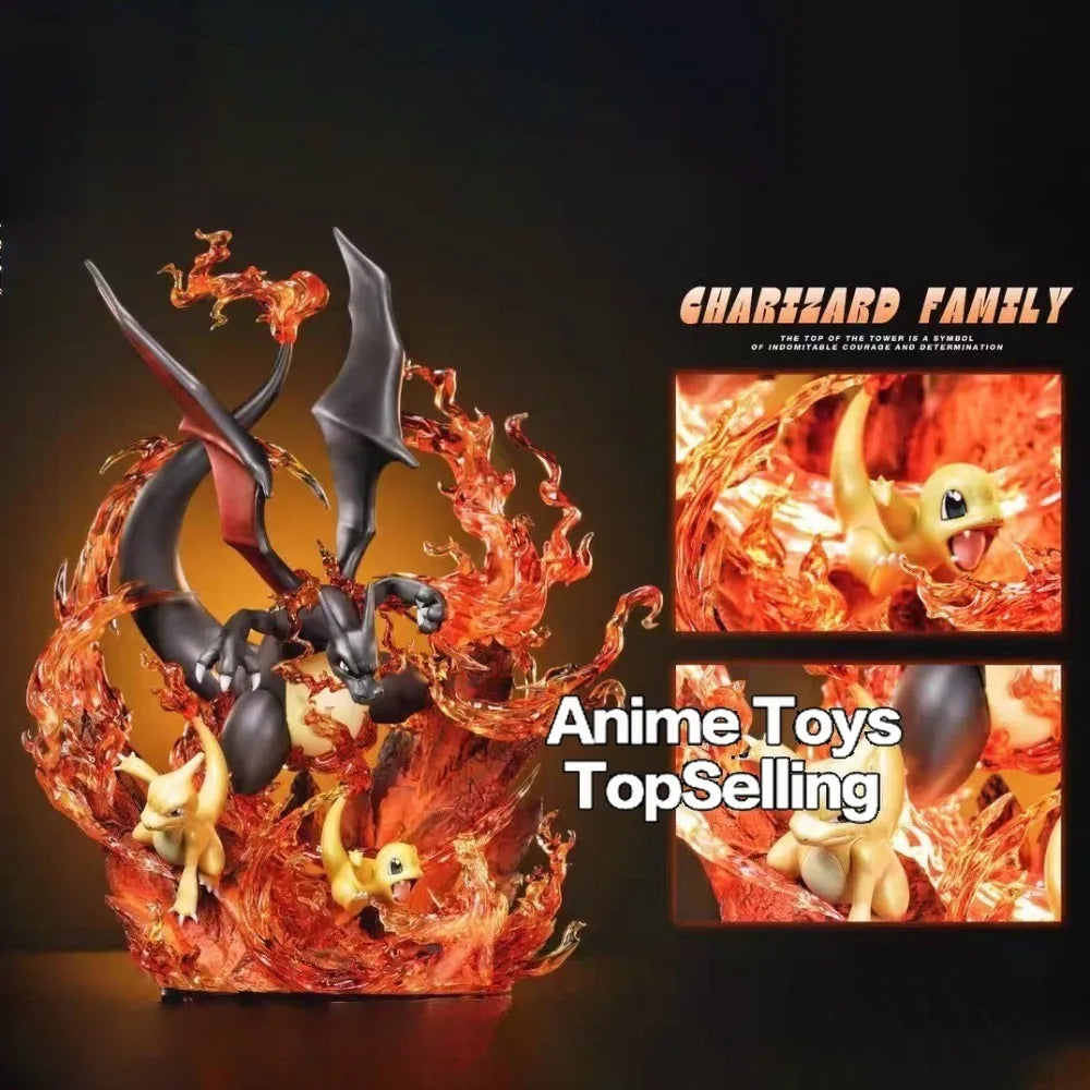 30cm Anime Pokemen Figure Charizard ‌Family‌ Action Figures Pvc Statue Desktop Ornamen Collection Model Toys Gifts