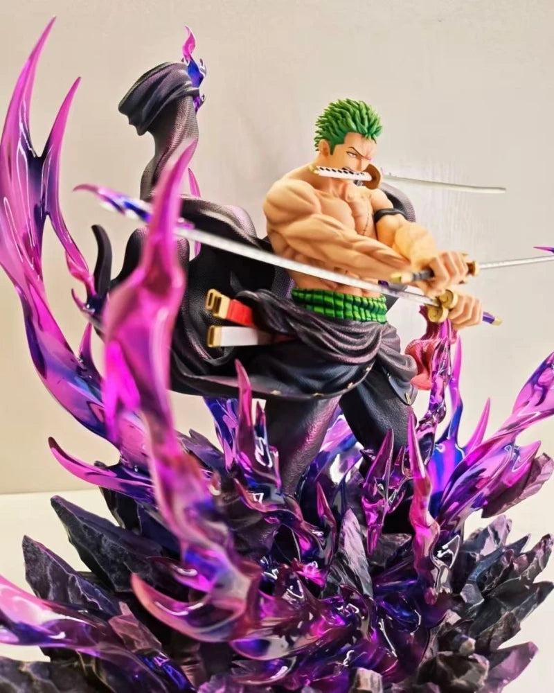 New One Piece 34cm Jt Full Painting Roronoa Zoro Gk Figure Battle Scene Statue Popular Anime Characters Desktop Decoration