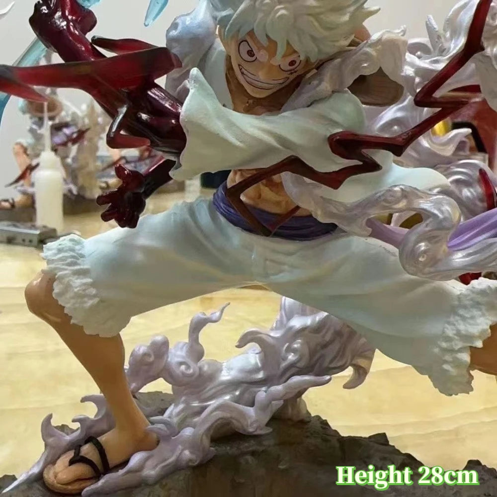 28cm/11.02in One Piece Anime Wink Studio Small Thunderbolt Nika Luffy Figures Pvc Statue Desktop Ornamen Collection Statue Model