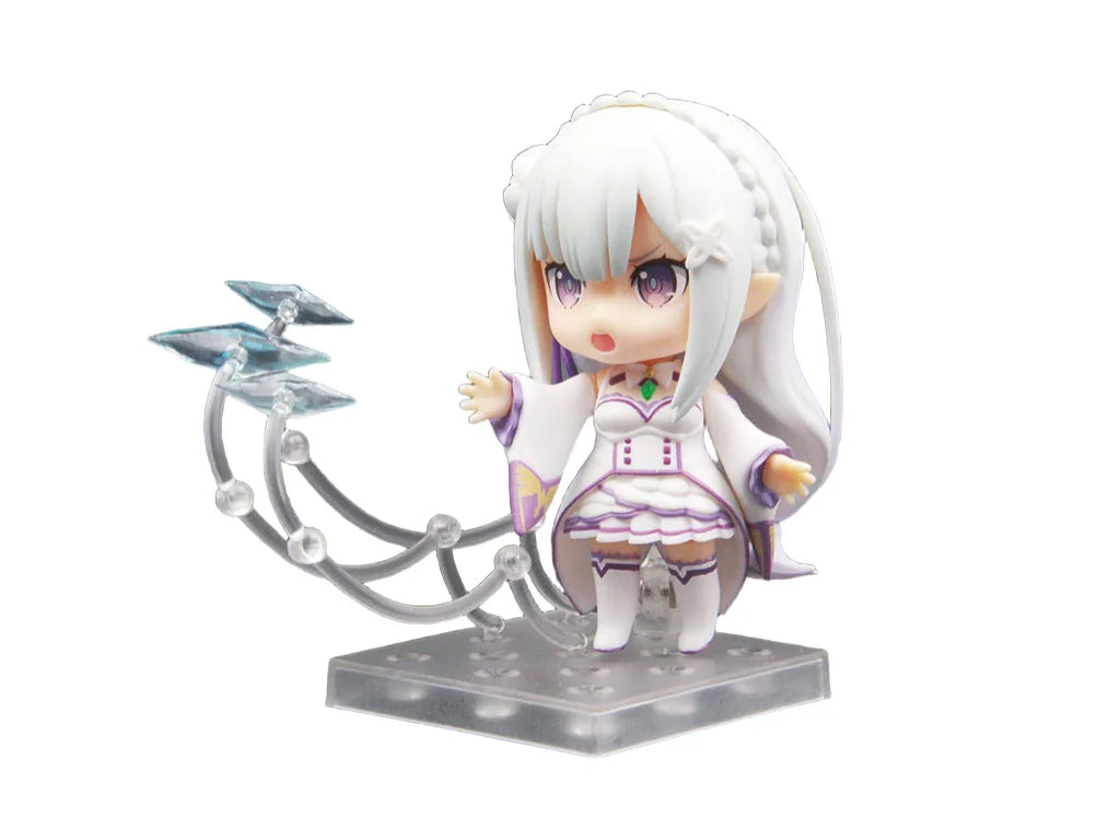 Re:Zero Emilia 751 Q Version Nendoroid Posable Anime Figure With Face Swap Toys Cute Doll Collectible Desktop Decoration Gifts