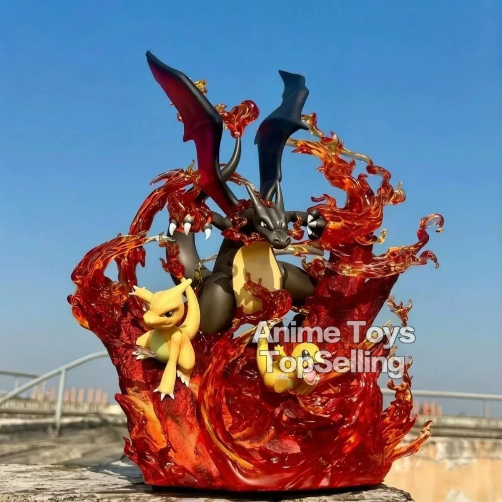 30cm Anime Pokemen Figure Charizard ‌Family‌ Action Figures Pvc Statue Desktop Ornamen Collection Model Toys Gifts