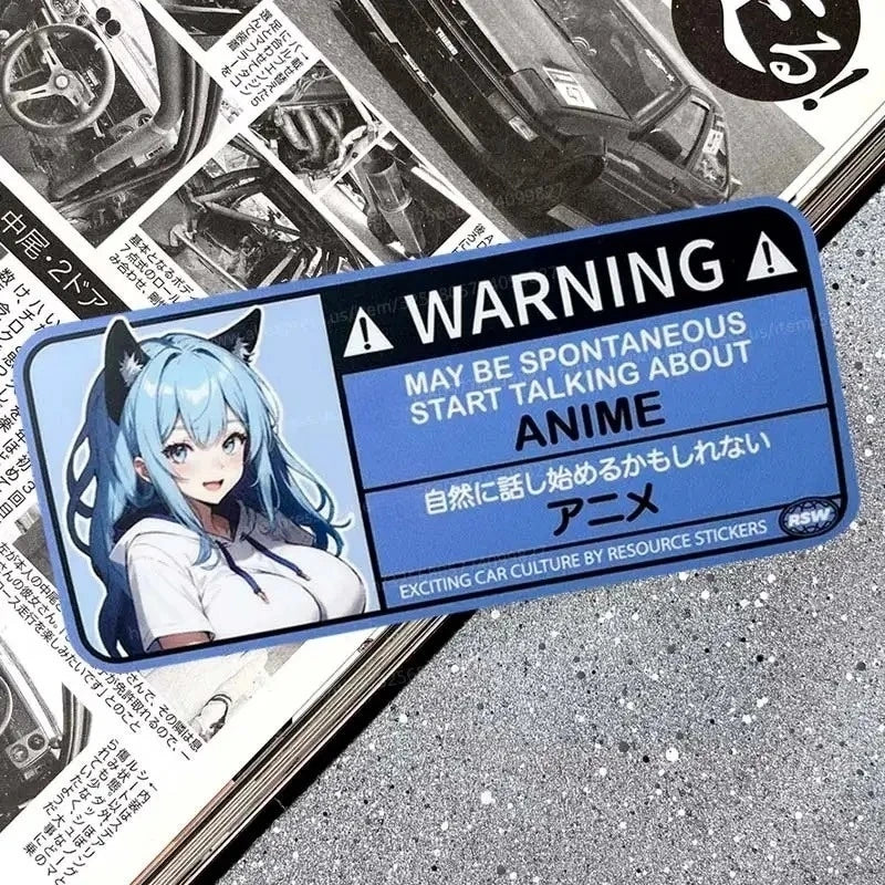 Mini Cooper Airbag Check Decal, Anime Cartoon Waterproof Vinyl Warning Sticker Auto Interior Decor Accessories