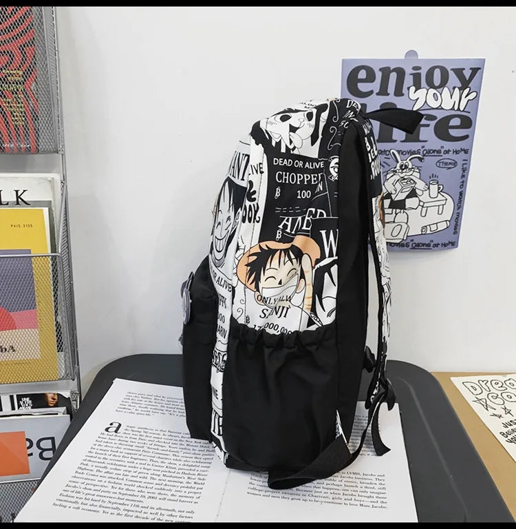 One Piece Anime Backpack Cartoon Luffy Printed Schoolbag Man Fashion Unisex Backpacks Travel Bag for Students Teens Laptop Bags