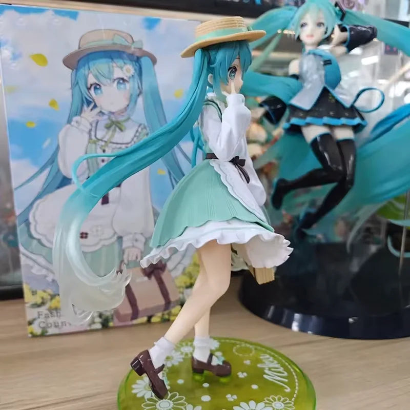 20cm Desktop Cute Hatsune Miku Kwaii Style Anime Figure Toys PVC Model Collector Doll Birthday Gifts
