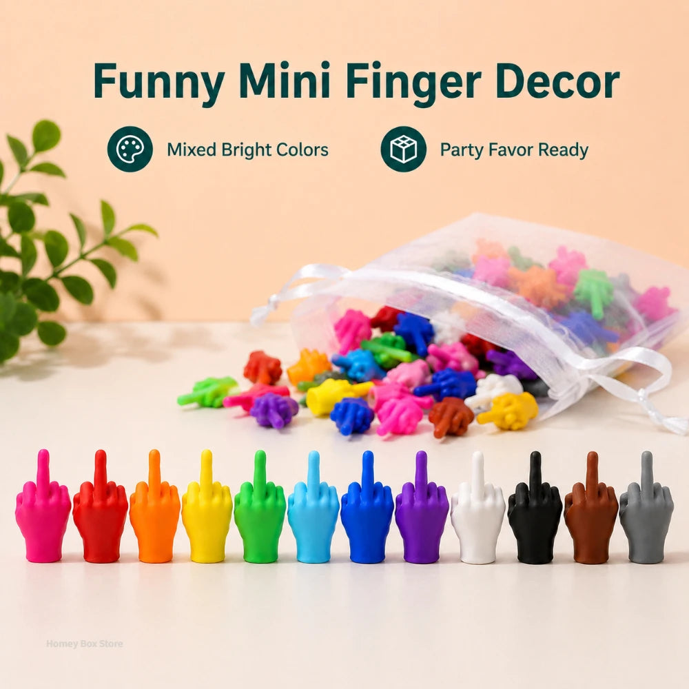 Colorful Spoof Hand Gesture Middle Finger Figurine 25/50/100Pcs Halloween Novelty Party Ornament Mini Desktop Display Accessory