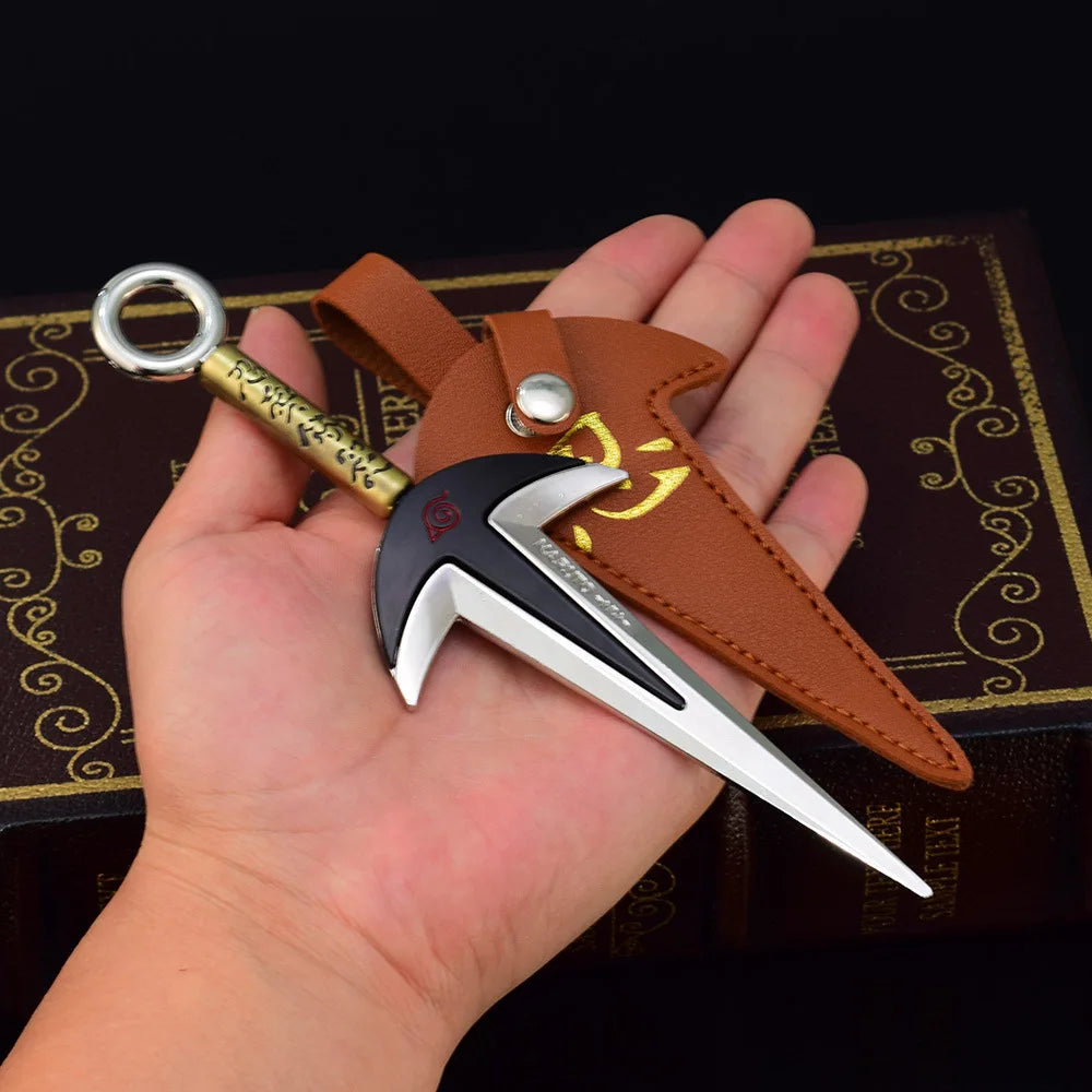 18cm/30cm Naruto Namikaze Minato Weapon The Art of FlyThunder God Kunai Metal Craft Model with Holster Desk Ninja Ornaments Toys