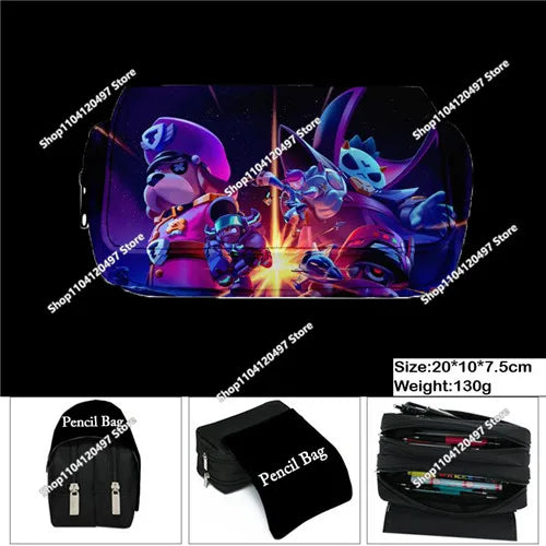 3D Anime Pen Bag Student Storage Bag Brawl Stars Cartoon Pen Box Cute Boys Girls Pencil Case