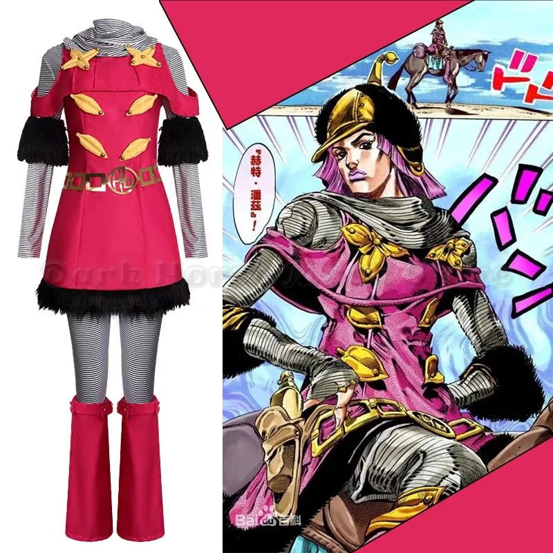 Hot Pants Cosplay Costumes Uniform Ainme JOJO Rose Red Dress Role Play Halloween Carnival Party Dressing For Women Clothing
