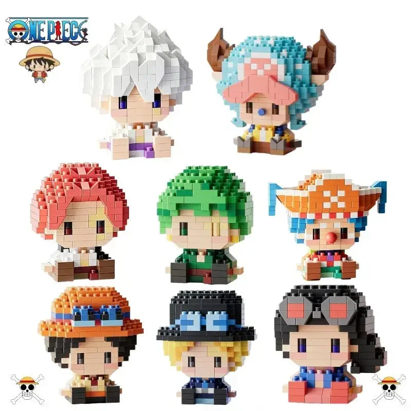 ONE PIECE Sun God Nika Luffy Micro Building Block Chopper Ace Buggy -3D Anime Model Assembly Mini Bricks Figure Toys For Gift
