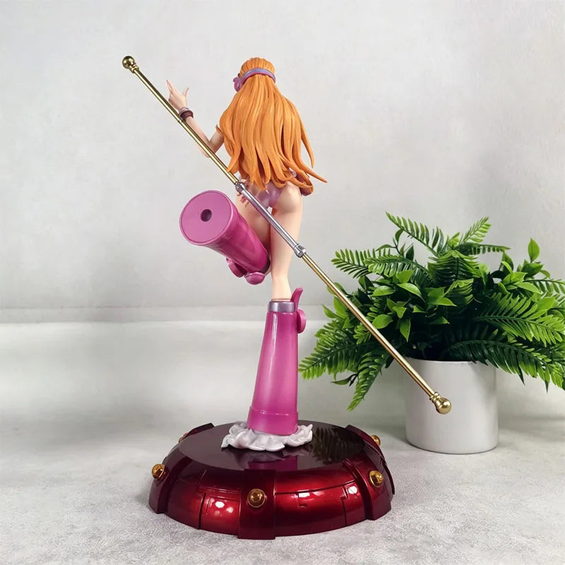 Anime One Piece Nami Egghead Version Figurine With Clima-Tact Staff Pink Boots Anime Figure Desktop Ornament Toy Collect Gifts