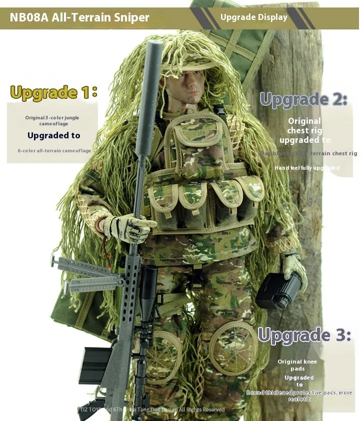 1/6 12-Inch NB07 NB08 Male Soldier Articulated Action Figure Multi-Piece Plastic Collectible Sniper With Barrett Military Models