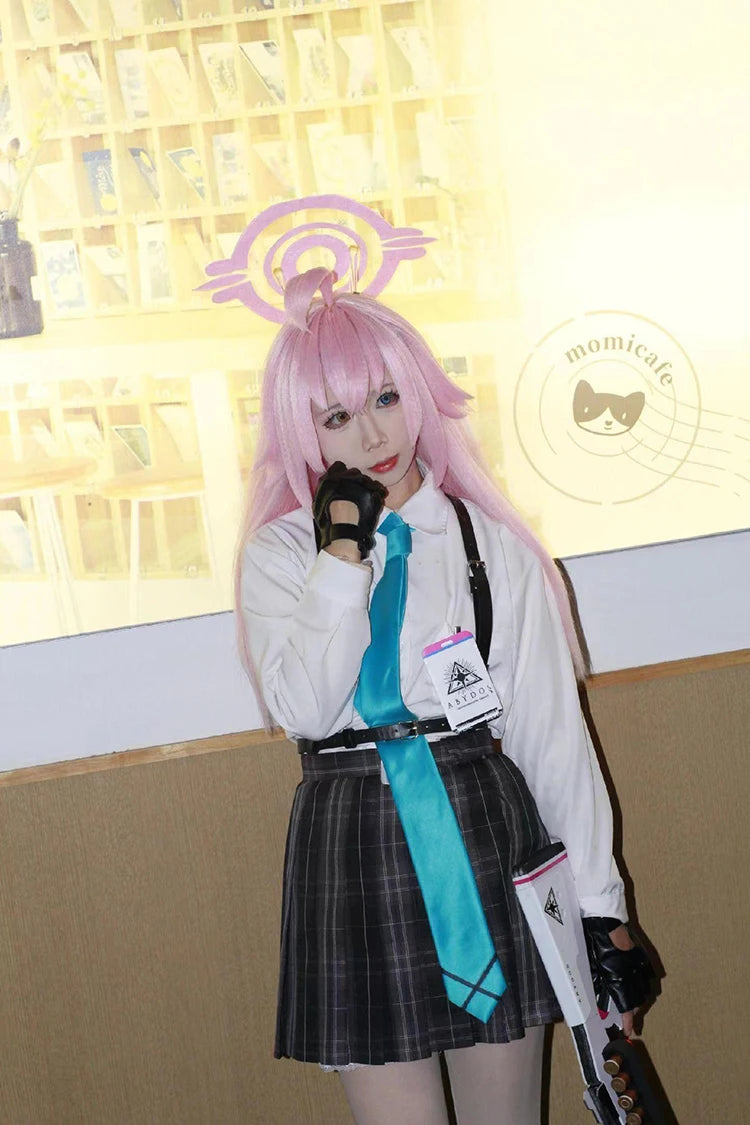 Takanashi Hoshino Costume Game Blue Archive Cosplay School JK Uniforms Top Skirts Wig Outfit Carnival Party Women Man Anime Suit