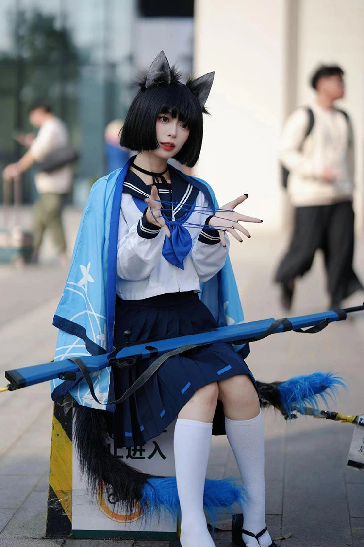 Game Blue Archive Cosplay Tongsheng Kikyou Costume Sailor Cape Cartoon Anime Dress Ear Headwear Wig JK Uniform Top Skirts Kimono