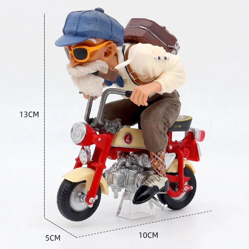 New 13cm Dragon Ball Z Anime Figure Son Goku Master Roshi Locomotives PVC Action Kame Sennin Motorcycle Toys for Children