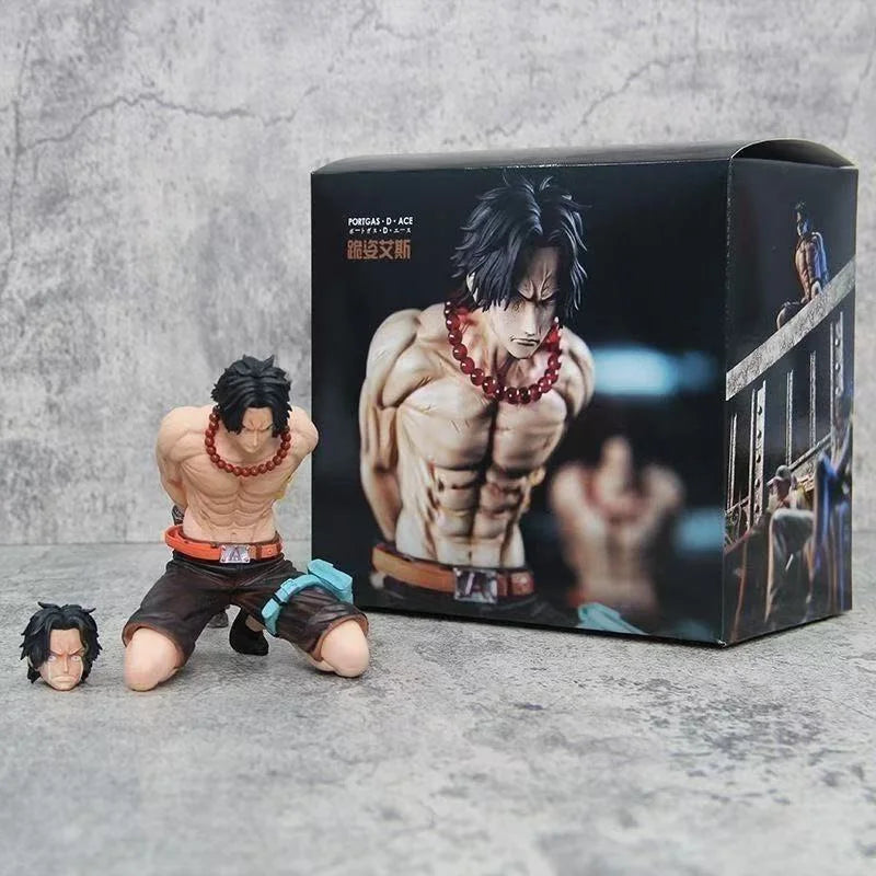 13cm One Piece Anime GK In-Stock Kneeling Ace and Sitting Pose Figure Series Collectibles, Model Figurine, Birthday Gift