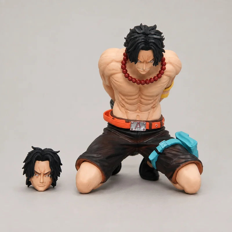 13cm One Piece Anime GK In-Stock Kneeling Ace and Sitting Pose Figure Series Collectibles, Model Figurine, Birthday Gift