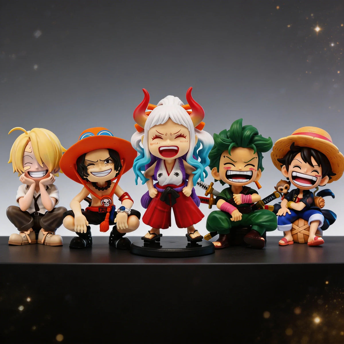 13cm Anime One Piece action figures Q-version sitting Luffy Zoro Sanji trendy toys doll models car ornaments Birthday Gifts toys