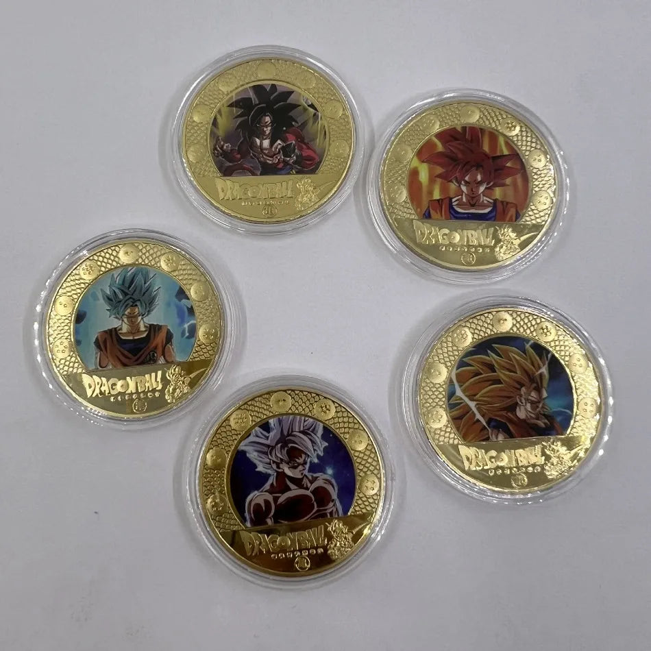 10CPS2026 New Dragon Ball Z 10th Anniversary Coin Keychain Metal Crafts Die-casting Sticker Badge Bag Pendant Accessories