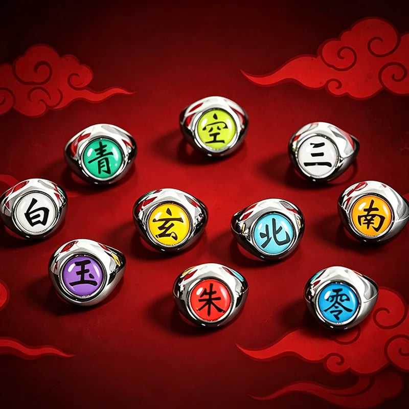 Hot Anime Ring Cosplay Akatsuki Itachi Pain Metal Finger Adult Ninja Props Accessories Cool  Jewelry Gift Adjustable Size