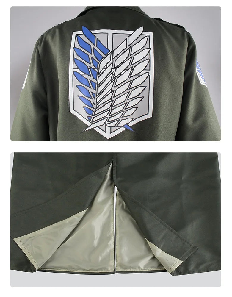 Shingeki no Kyojin Season 4 Cosplay Costume Anime Investigation Corps Cloak Uniform Green Long Trench Coat Halloween
