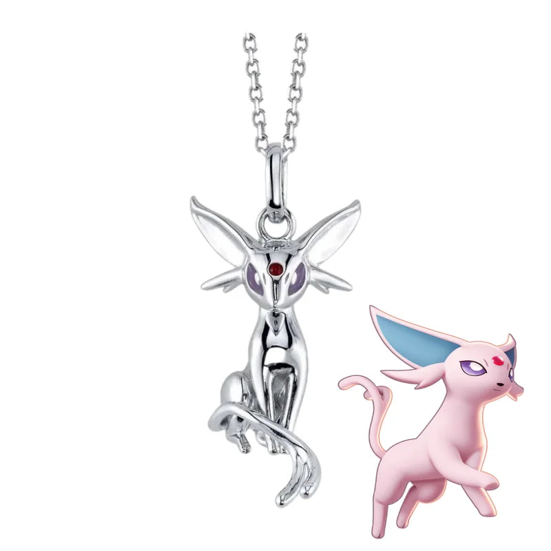 New Pokemon Espeon Snorlax Gengar Mewtwo Necklace Couple Accessories Anime Peripherals Fashion Cartoon Niche Light Luxury Gifts