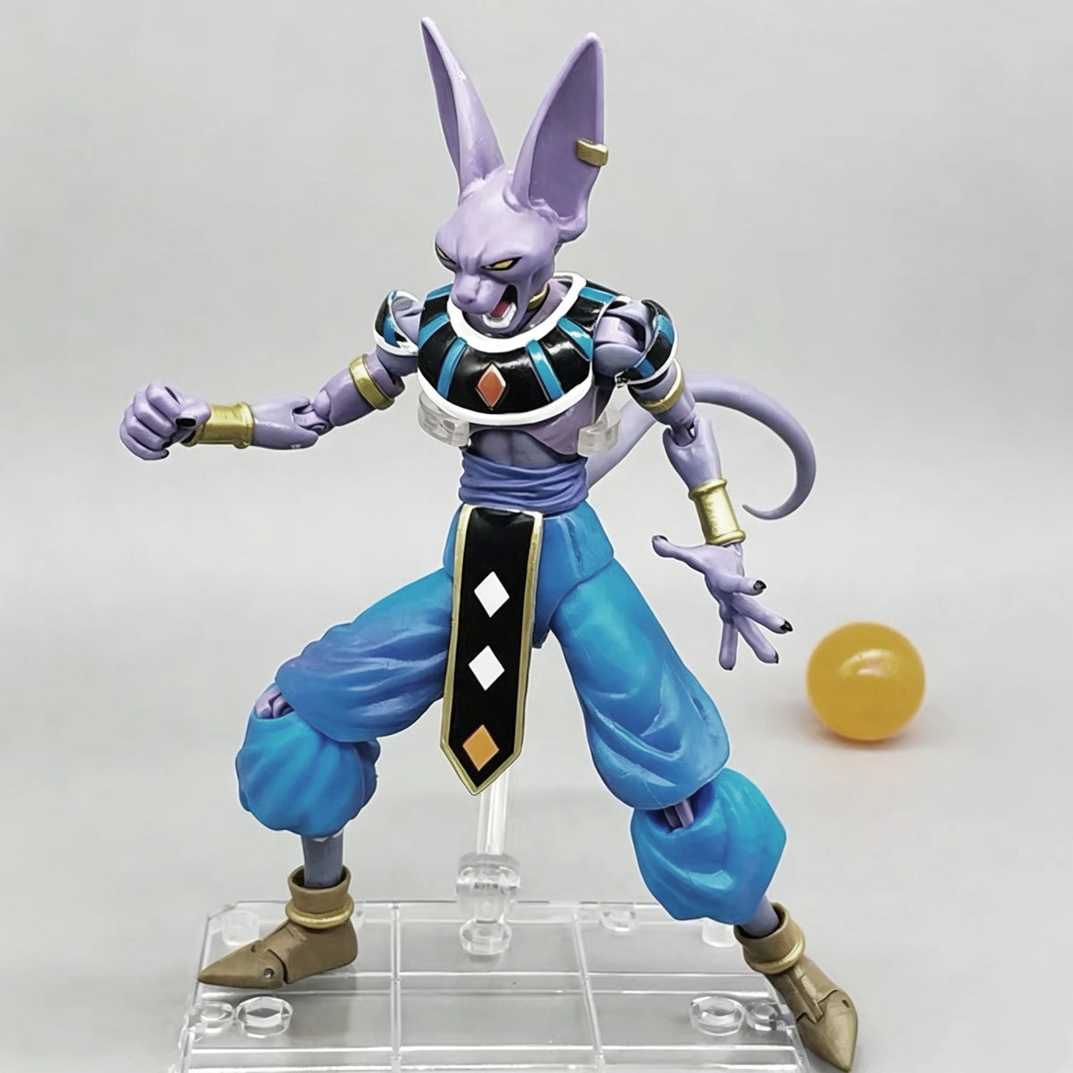 Bandai Dragon Ball Super God of Destruction Large Beerus Figure, High Quality Edition, Articulated Joints, Desktop Ornament