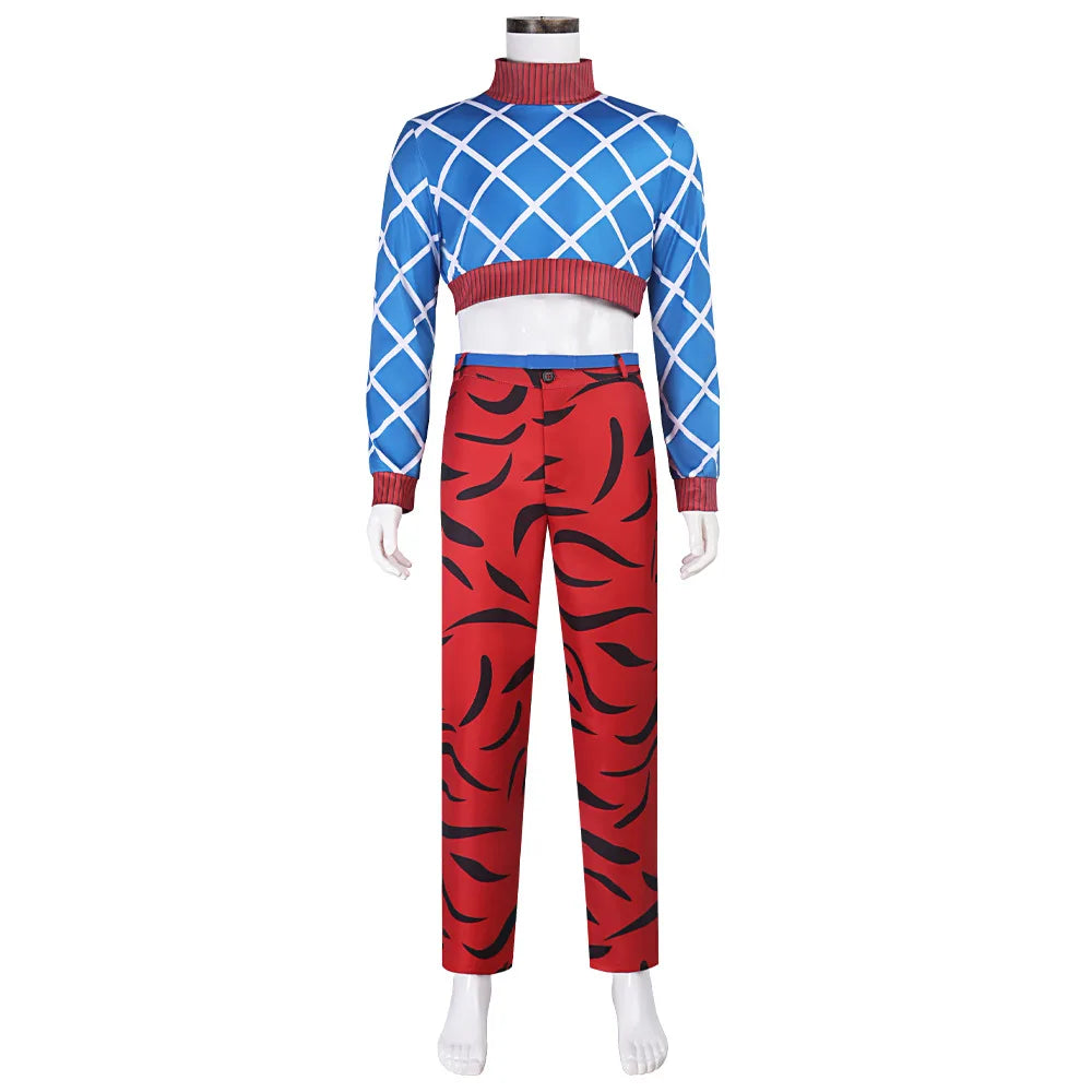 Anime Guido Mista Cosplay Costume Jojo Blue Top Red Pants Halloween Carnival Cosplay Guido Mista Customized Clothes