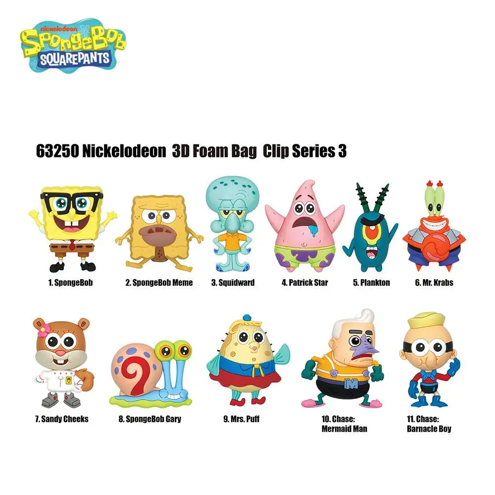 Random 1PC SpongeBob Officially Licensed PVC Blind Bag 3D Figure Bag Clip Keychain SpongeBob Patrick Squidward Collectible Toys