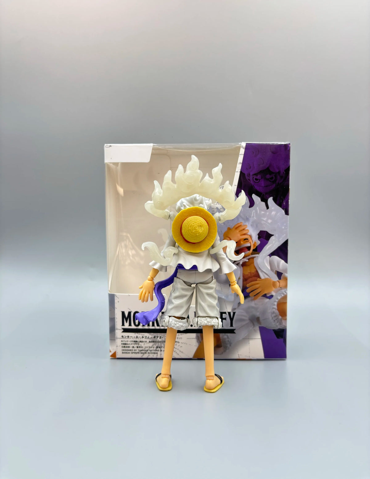 Bandai One Piece Luffy Gear 5 Nika Action Figure; Sun God White Hair Luffy with Multiple Replaceable Hands and Expressions; Boxe